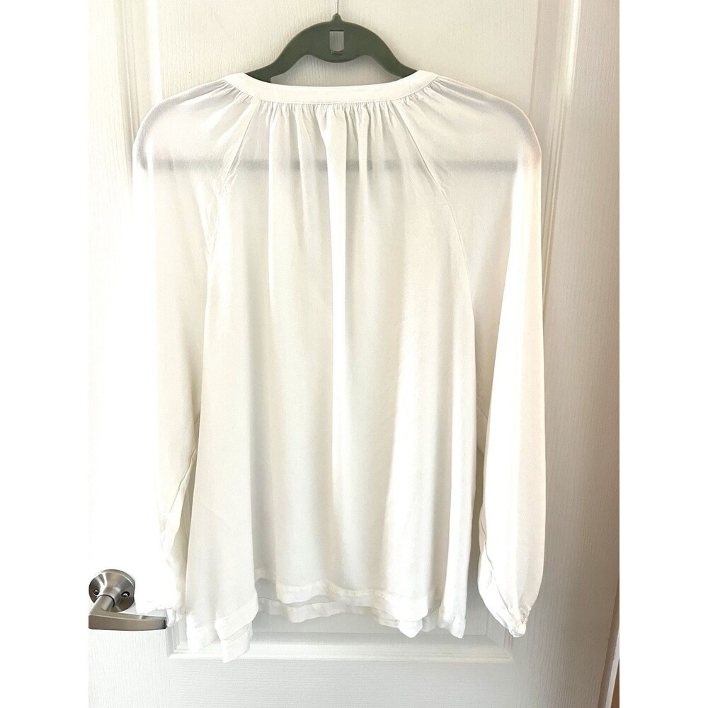 Ladies' White Cotton Peasant Blouse OLD NAVY Size L See Through minimalist - Picture 12 of 12